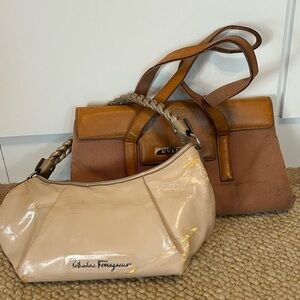 Authentic Salvatore Ferragamo and Bulgari Vintage Leather Bags Project abundle